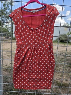 BODEN Polka Dot Scoop Neck Dress Med
